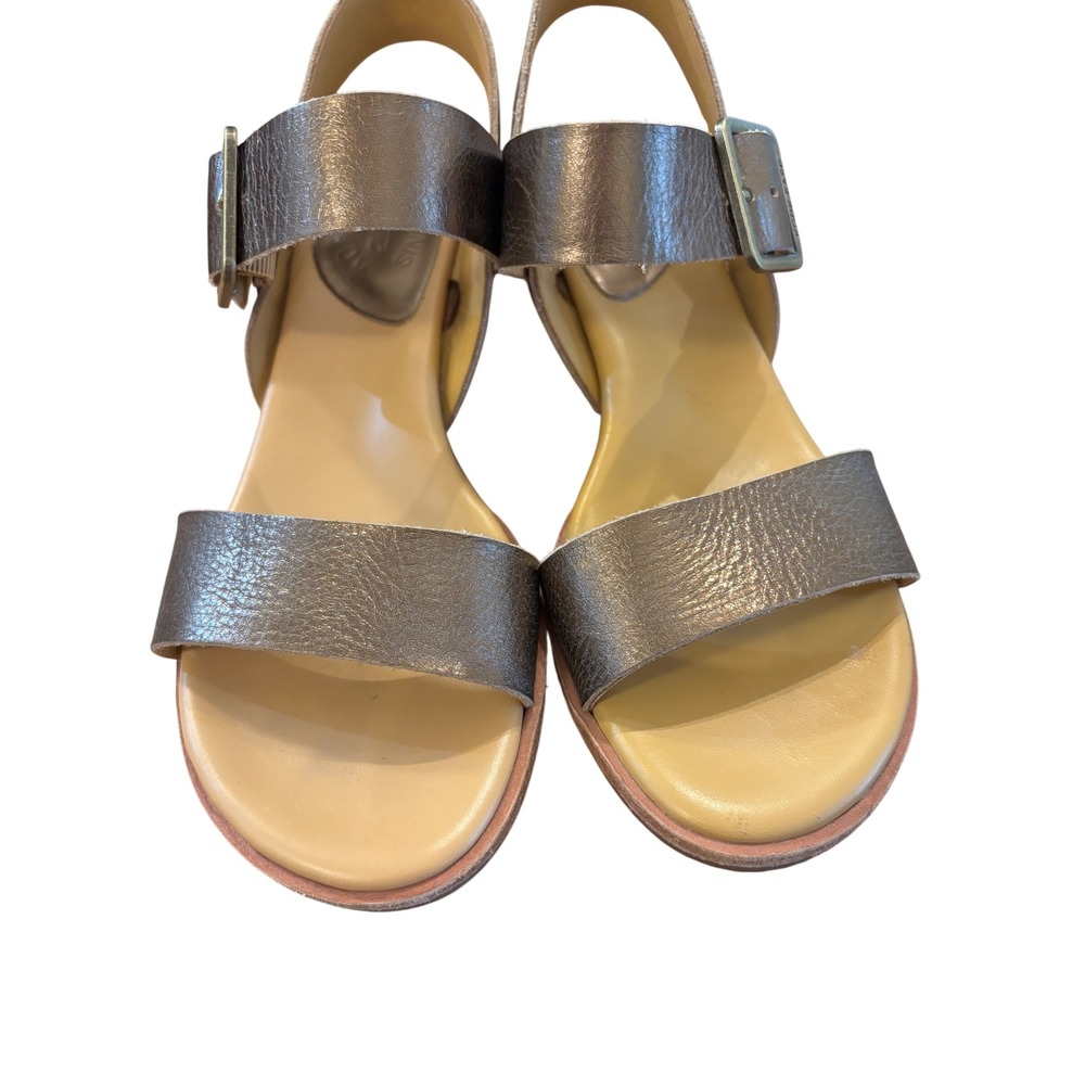 Kork-Ease Women Bronze Metallic Leather Block Heel Slingback Sandals Size 7M - Picture 8 of 9